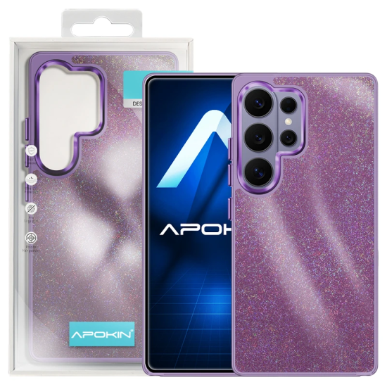 Capa Duro Designer com Glitter para Samsung Galaxy S26 Ultra Roxo